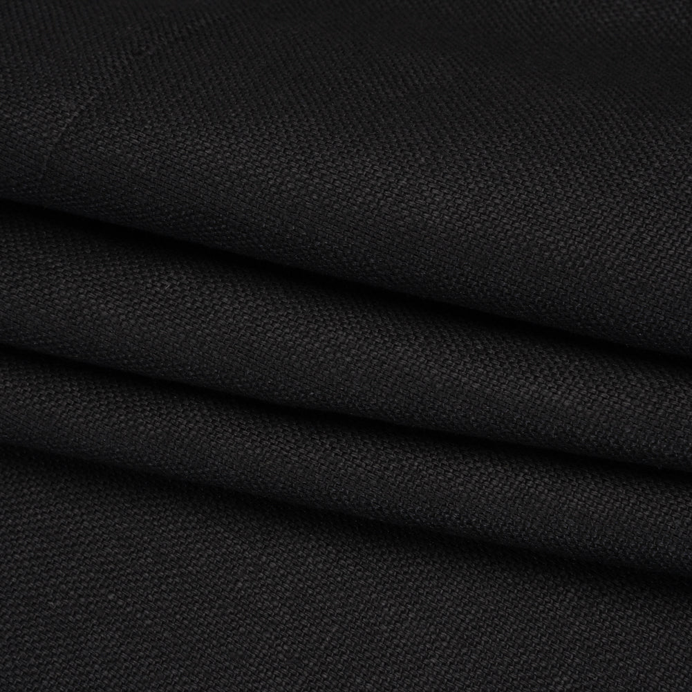 Linen Basketweave - Black - Famous Australian Designer Deadstock - Folded