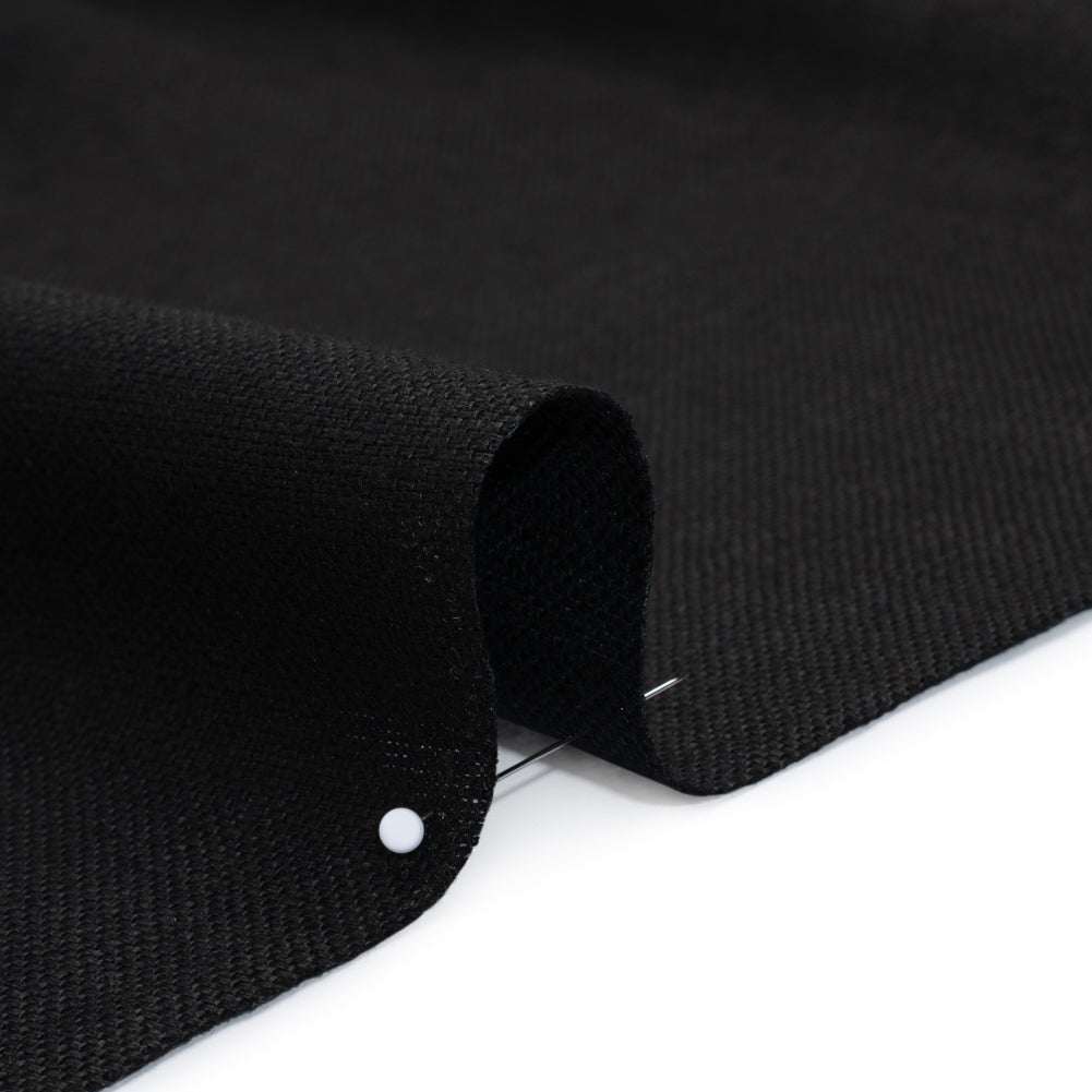 Linen Basketweave - Black - Famous Australian Designer Deadstock - Detail
