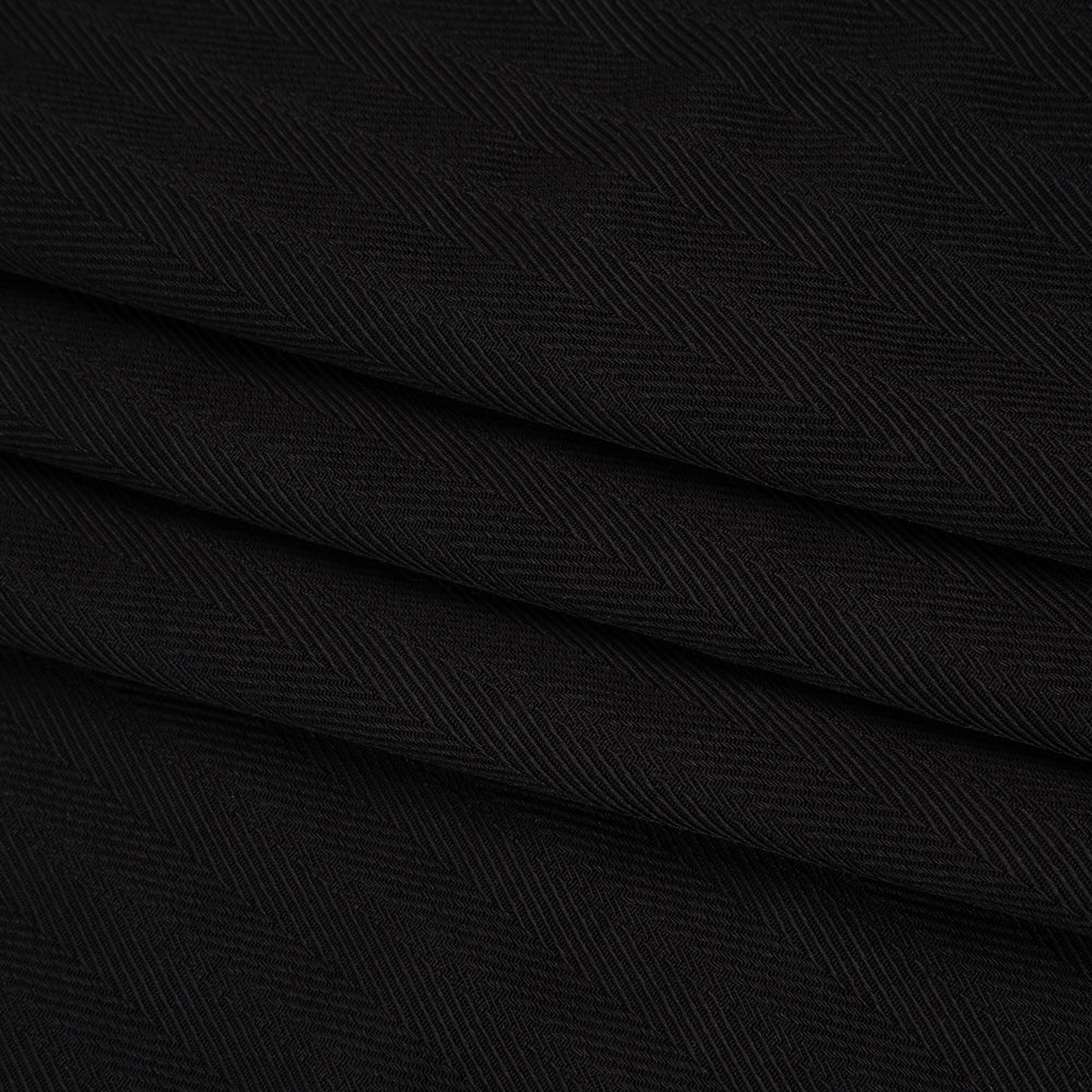 Fluid Rayon Twill - Black Herringbone Stripes - Famous Australian Designer Deadstock - Folded