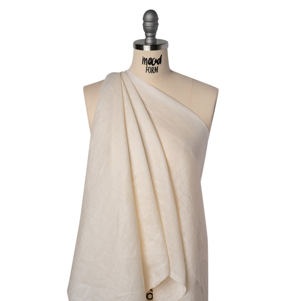 Soft Lightweight Linen Woven - Cream - Famous Australian Designer Deadstock - Drape