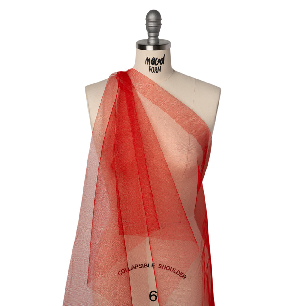 Stiff Polyester Tulle - Red - Famous Australian Designer Deadstock - Drape