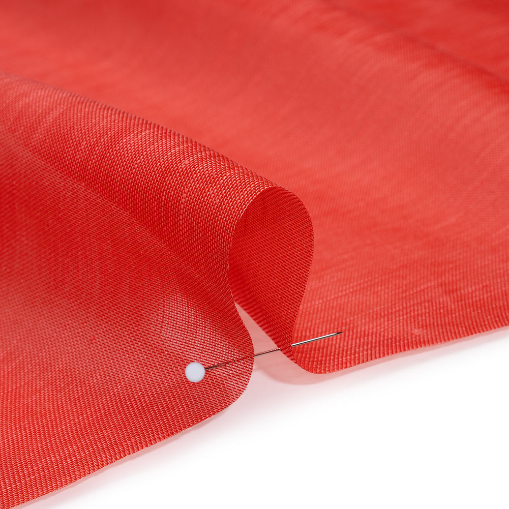 Linen and Silk Scrim - Watermelon Red - Famous Australian Designer Deadstock - Detail