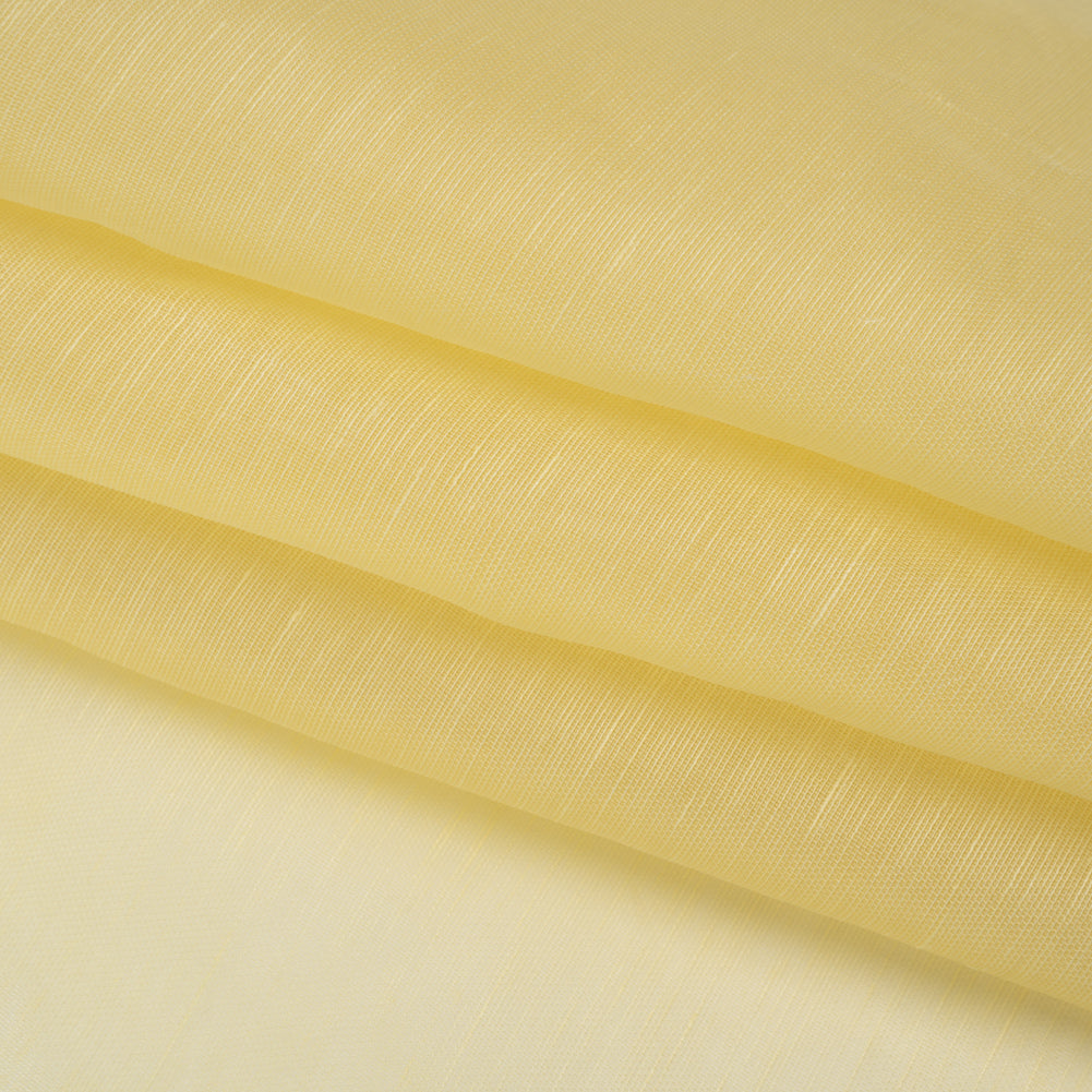Linen and Silk Scrim - Light Lemon - Famous Australian Designer Deadstock - Folded