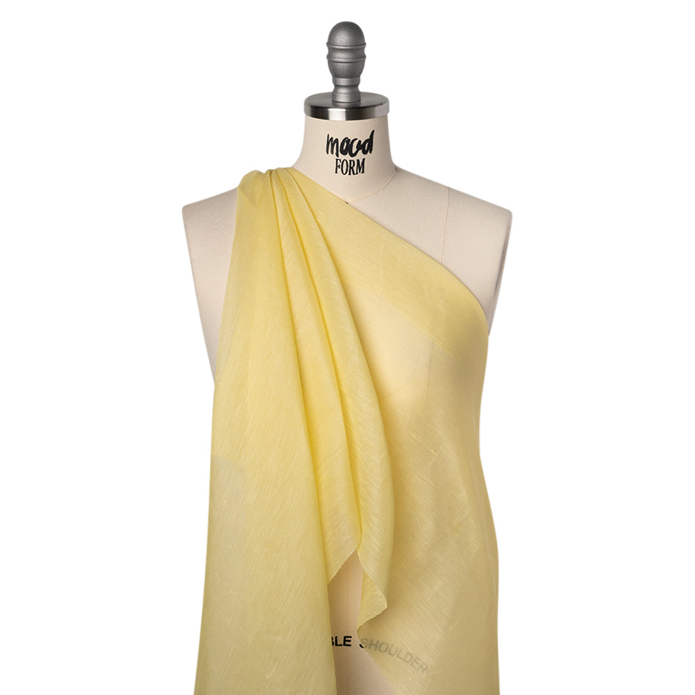 Linen and Silk Scrim - Light Lemon - Famous Australian Designer Deadstock - Drape