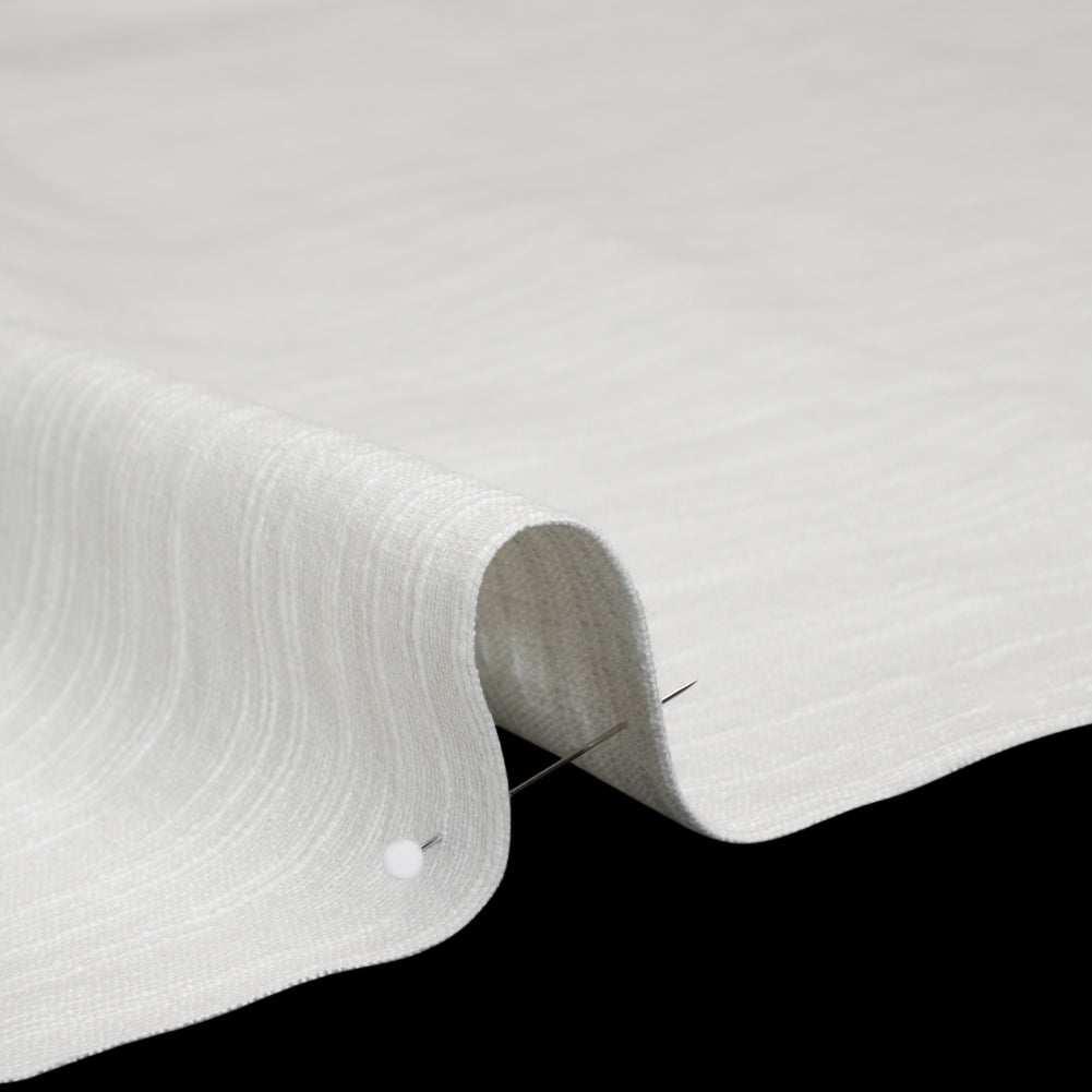 Slubbed Heavy Cotton and Linen Woven - Off White - Famous Australian Designer Deadstock - Detail