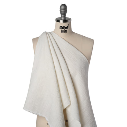 Slubbed Heavy Cotton and Linen Woven - Off White - Famous Australian Designer Deadstock
