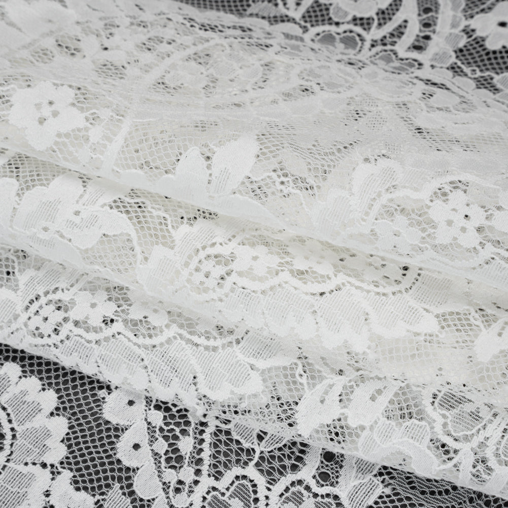 Cotton Blend Re-Embroidered Lace - Cloud Dancer Paisley and Floral - Famous Australian Designer Deadstock - Folded