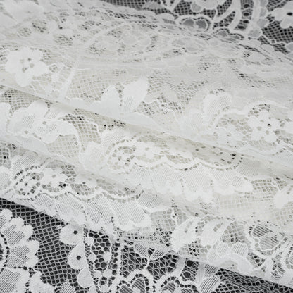 Cotton Blend Re-Embroidered Lace - Cloud Dancer Paisley and Floral - Famous Australian Designer Deadstock