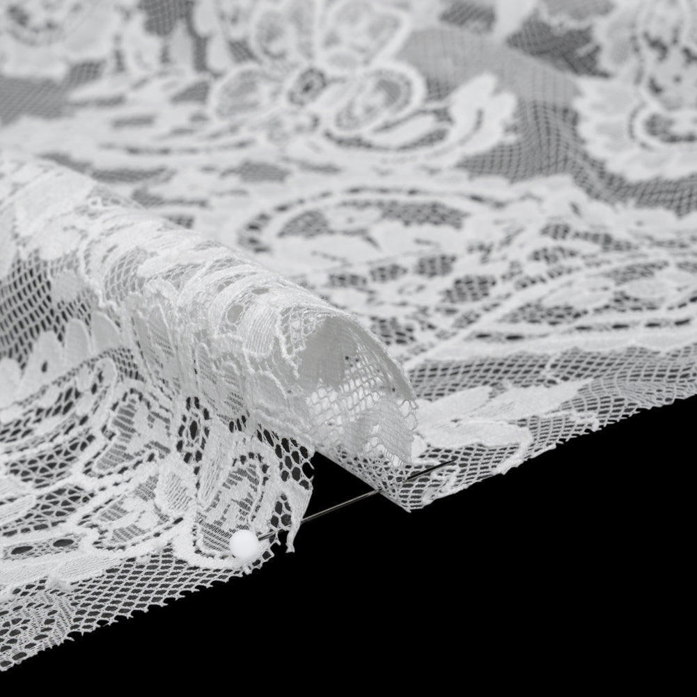 Cotton Blend Re-Embroidered Lace - Cloud Dancer Paisley and Floral - Famous Australian Designer Deadstock - Detail
