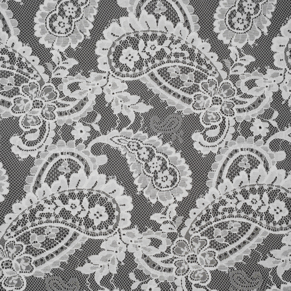 Cotton Blend Re-Embroidered Lace - Cloud Dancer Paisley and Floral - Famous Australian Designer Deadstock