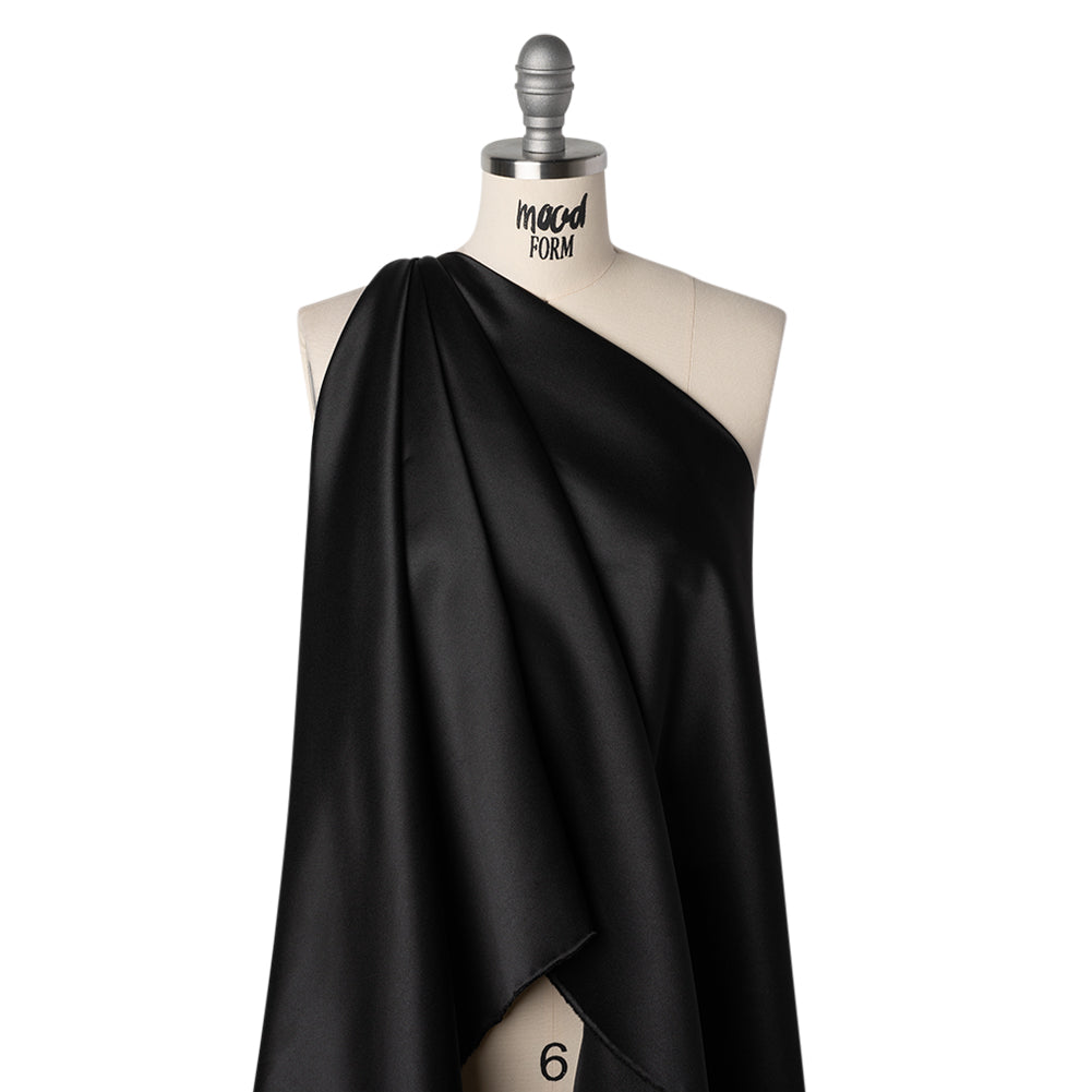 Polyester Satin - Black - Designer Deadstock - Drape