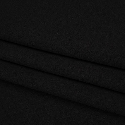 Stretch Polyester Crepe Double Knit - Dark Black - Designer Deadstock Folded