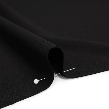 Stretch Polyester Crepe Double Knit - Dark Black - Designer Deadstock Detail