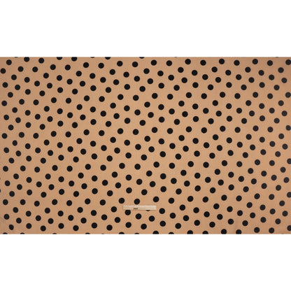 Linen-Look Polyester Woven Print - Black and Beige Polka Dots - Designer Deadstock