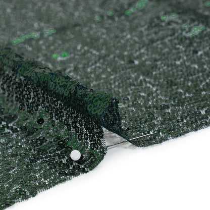 Sequined Polyester Tulle - Emerald Green Abstract Squiggles - Designer Deadstock