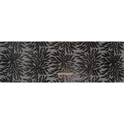 Sequined Polyester Tulle - Black Leaves - Designer Deadstock
