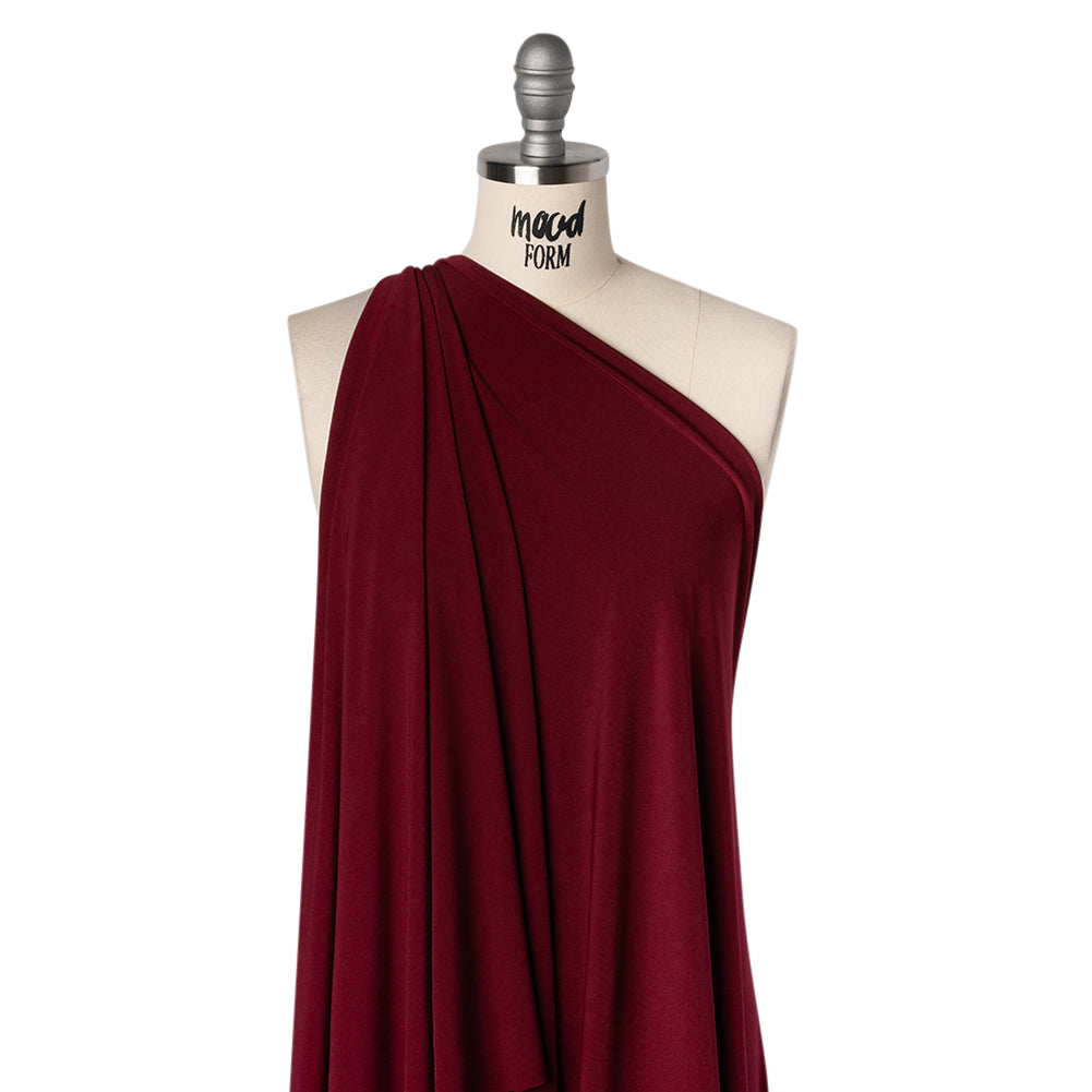 Stretch Polyester Tricot - Wine Red - Designer Deadstock - Drape