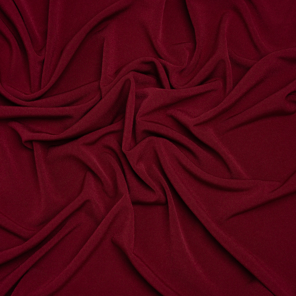 Stretch Polyester Tricot - Wine Red - Designer Deadstock