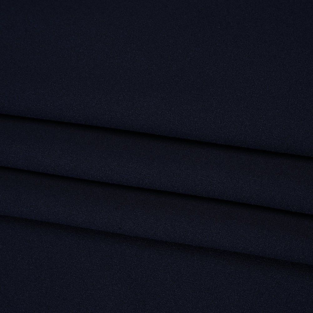 Stretch Polyester Crepe Double Knit - Midnight Navy - Designer Deadstock Folded