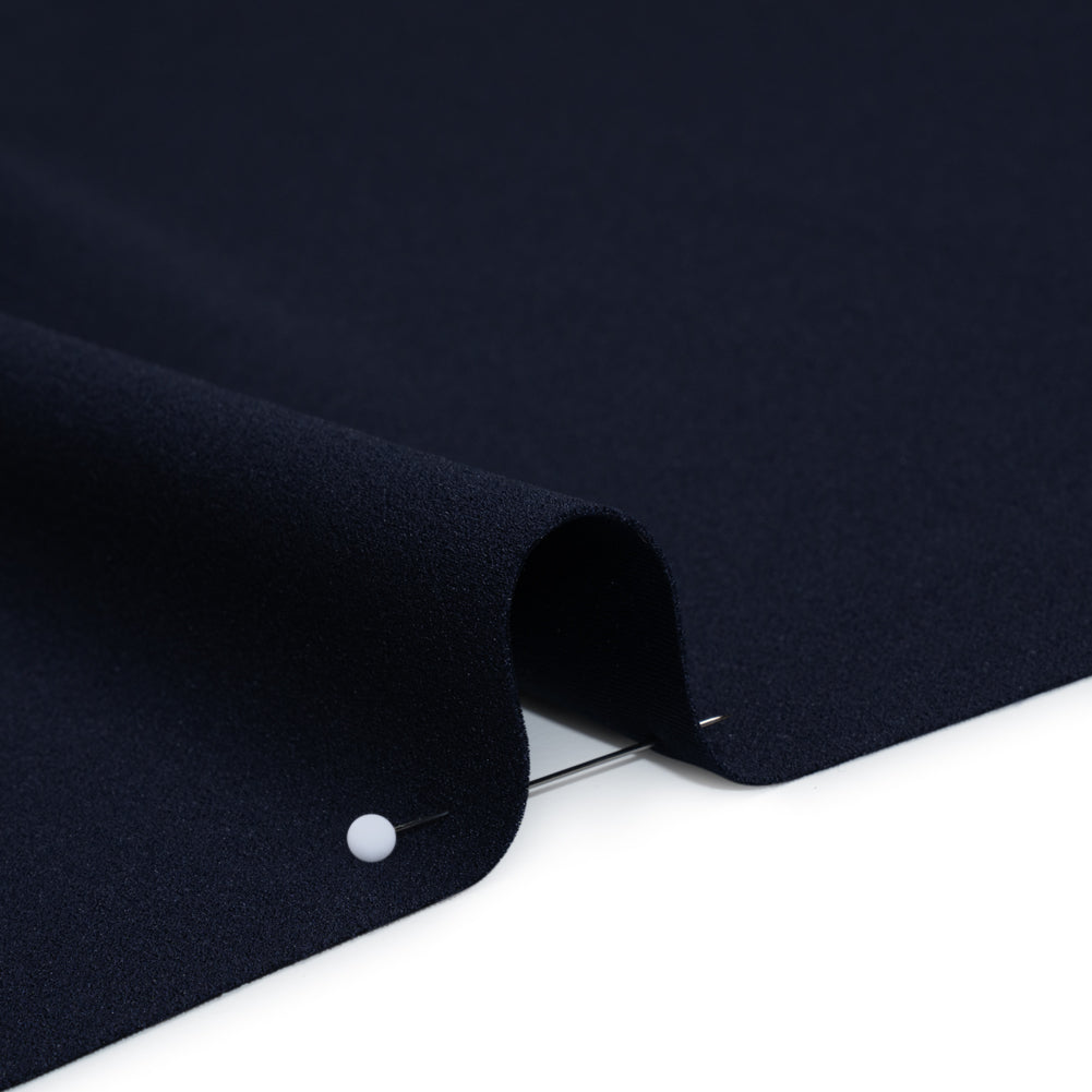 Stretch Polyester Crepe Double Knit - Midnight Navy - Designer Deadstock Detail