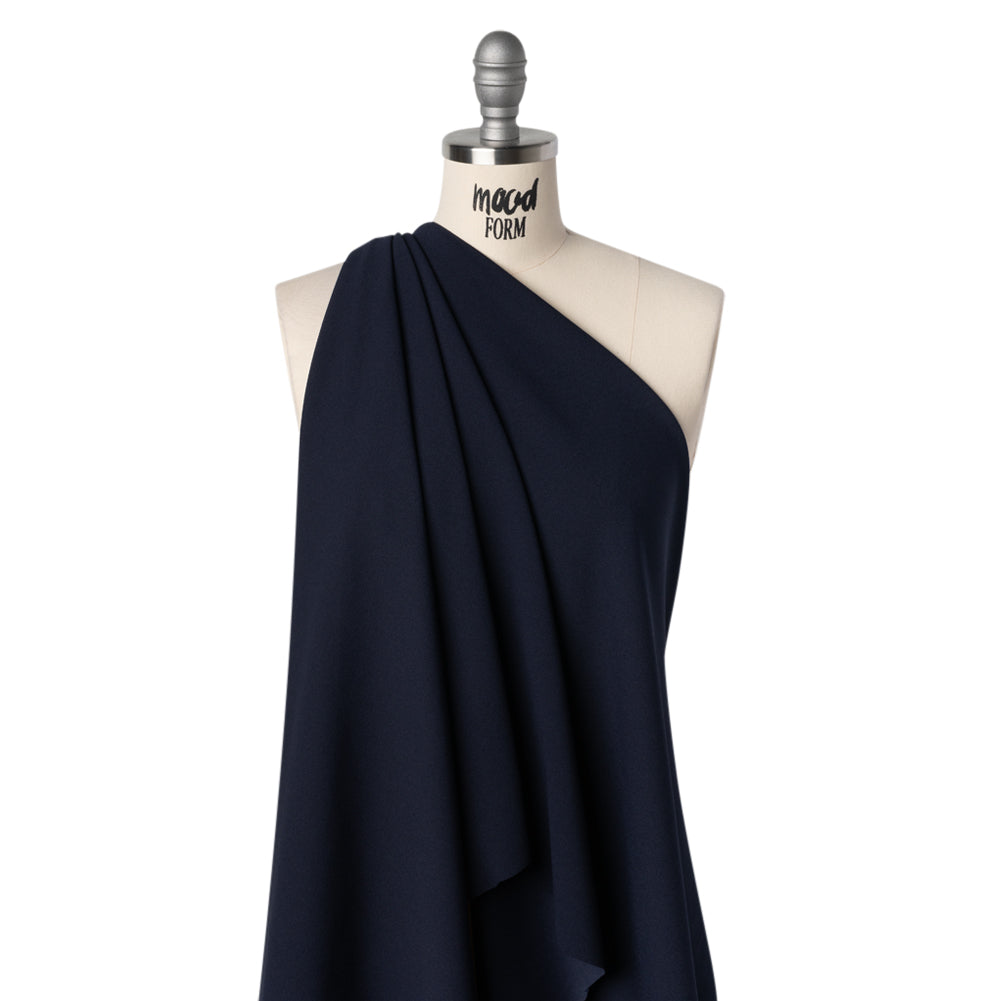 Stretch Polyester Crepe Double Knit - Midnight Navy - Designer Deadstock Drape