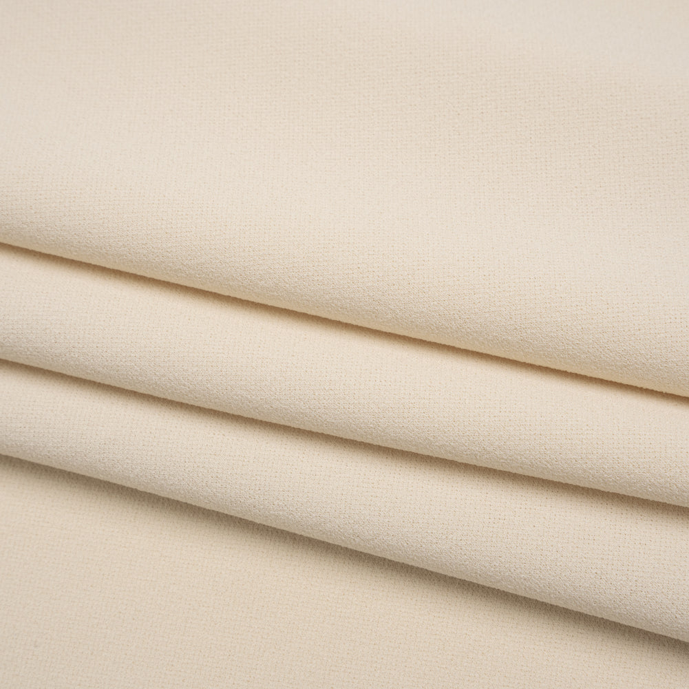 Stretch Polyester Crepe Double Knit - Horn - Designer Deadstock - Folded