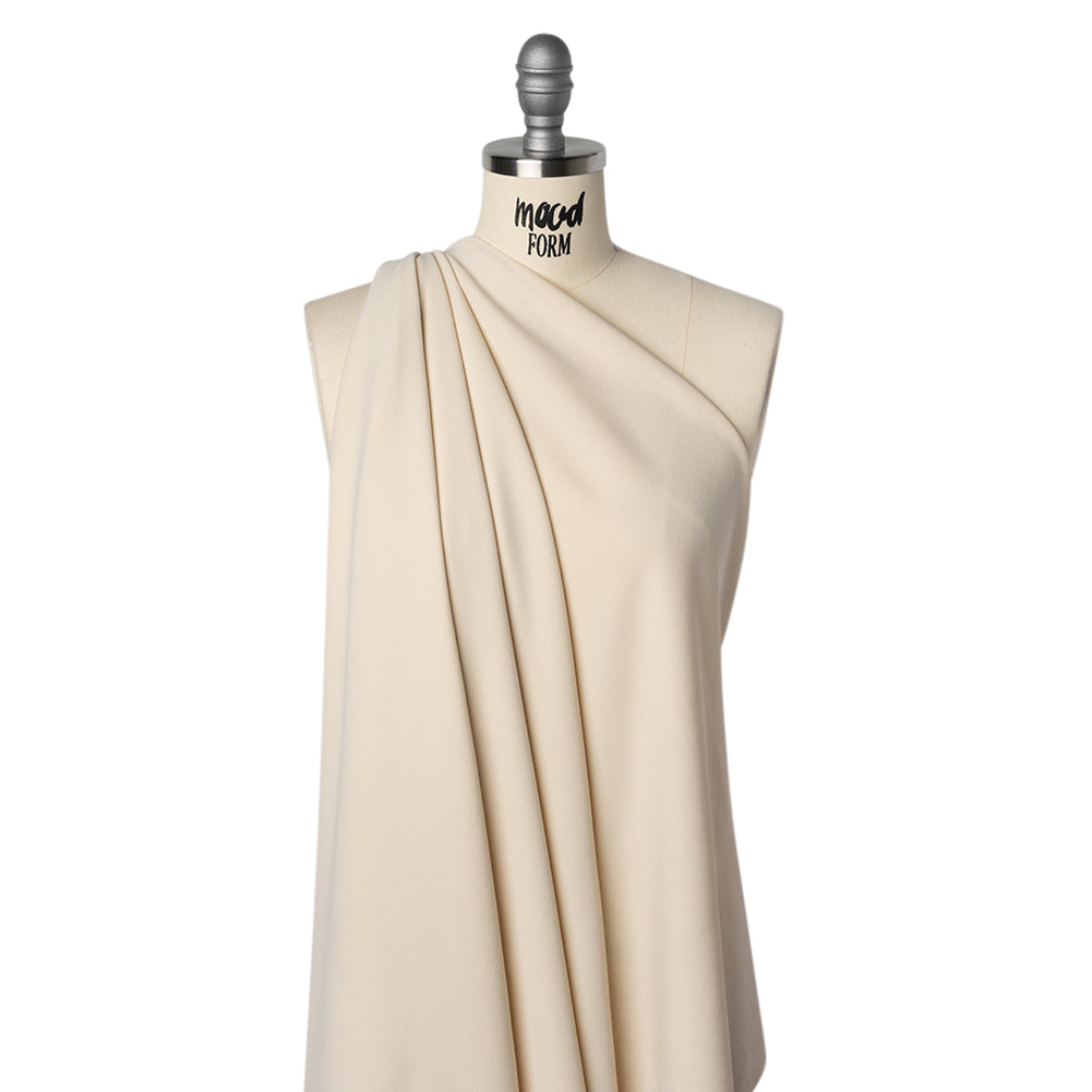 Stretch Polyester Crepe Double Knit - Horn - Designer Deadstock - Drape