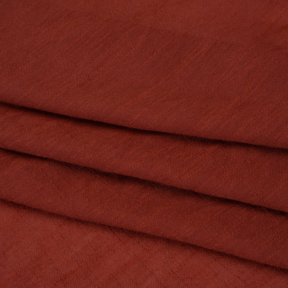 Textured Polyester and Rayon Gauzy Woven - Brick Red - Designer Deadstock