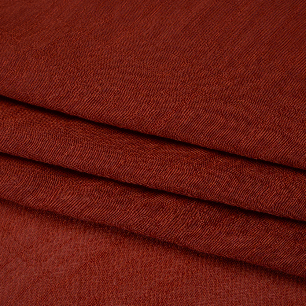 Textured Gauzy Polyester and Rayon Woven - Cinnamon - Designer Deadstock - Folded