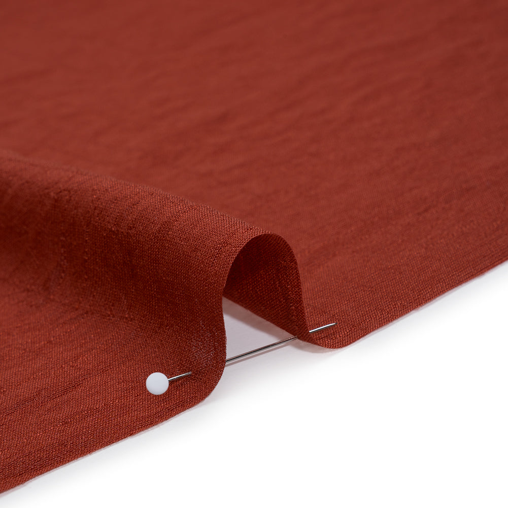 Textured Gauzy Polyester and Rayon Woven - Cinnamon - Designer Deadstock - Detail