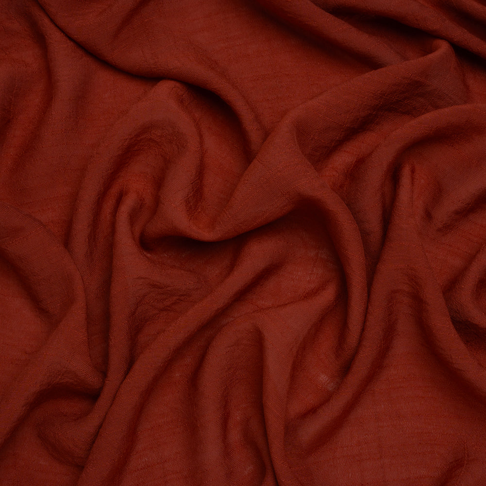 Textured Gauzy Polyester and Rayon Woven - Cinnamon - Designer Deadstock