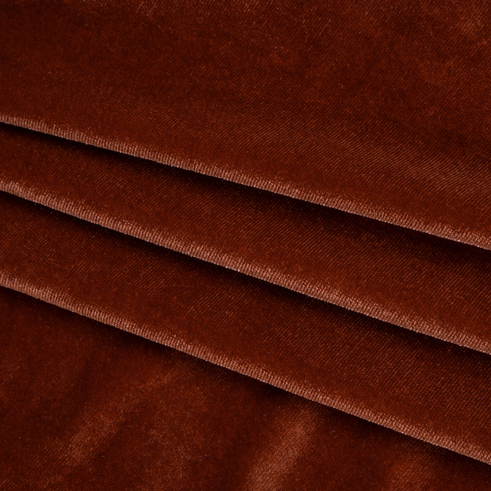 Stretch Polyester Velour - Cinnamon - Designer Deadstock - Folded