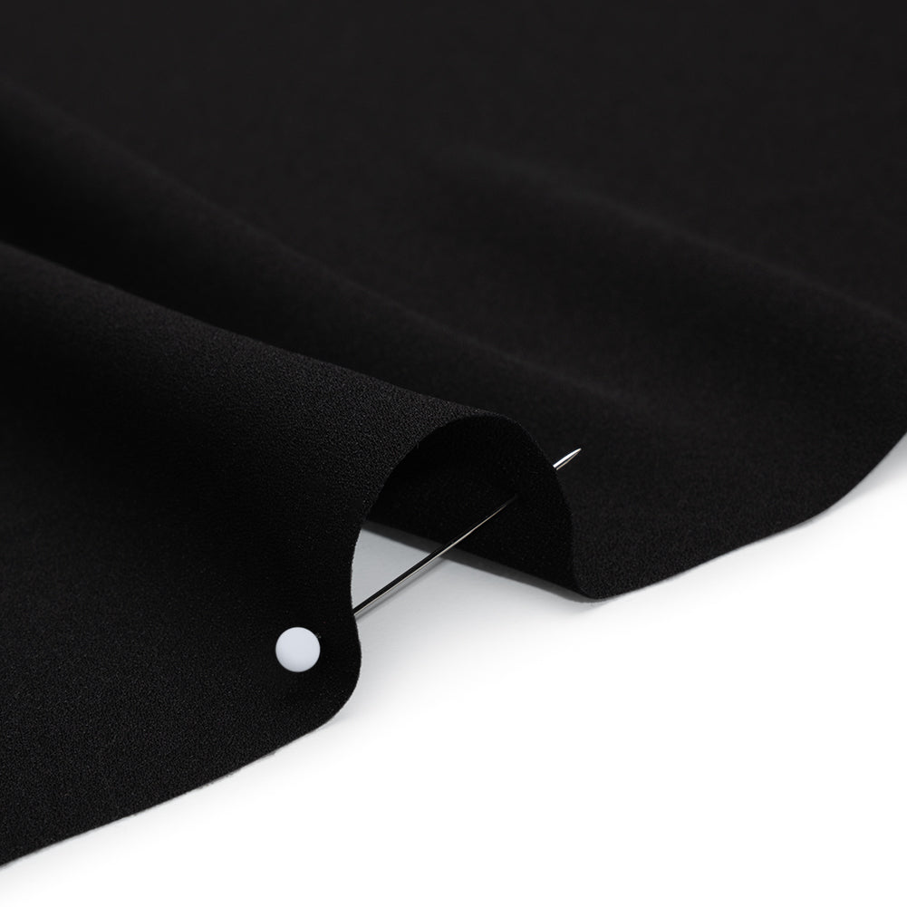 Drapey Polyester Crepe - Black - Designer Deadstock - Detail