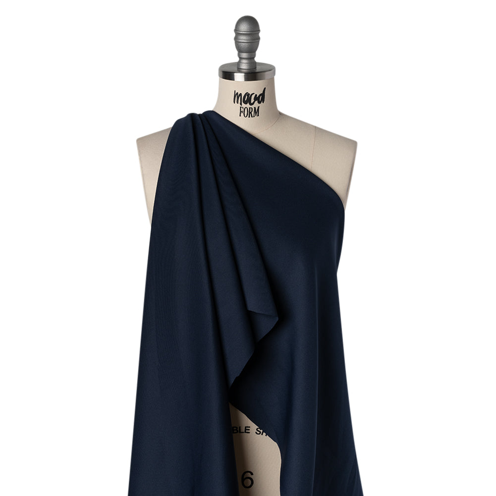 Stretch Polyester Scuba Knit - Midnight Blue - Designer Deadstock - Drape