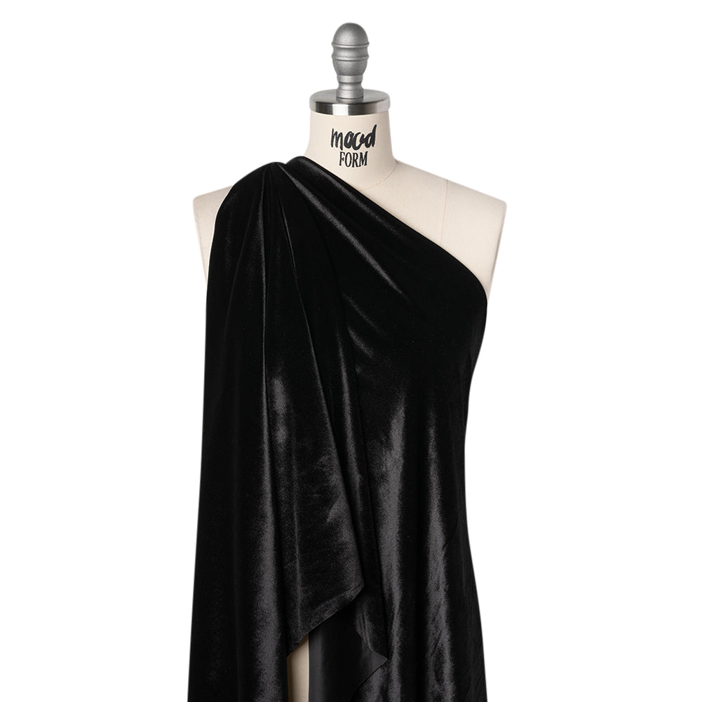 Polyester Velour - Tuxedo Black - Designer Deadstock - Drape