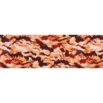 Stretch Polyester Charmeuse Print - Beige, Peach and Burgundy Abstract - Designer Deadstock
