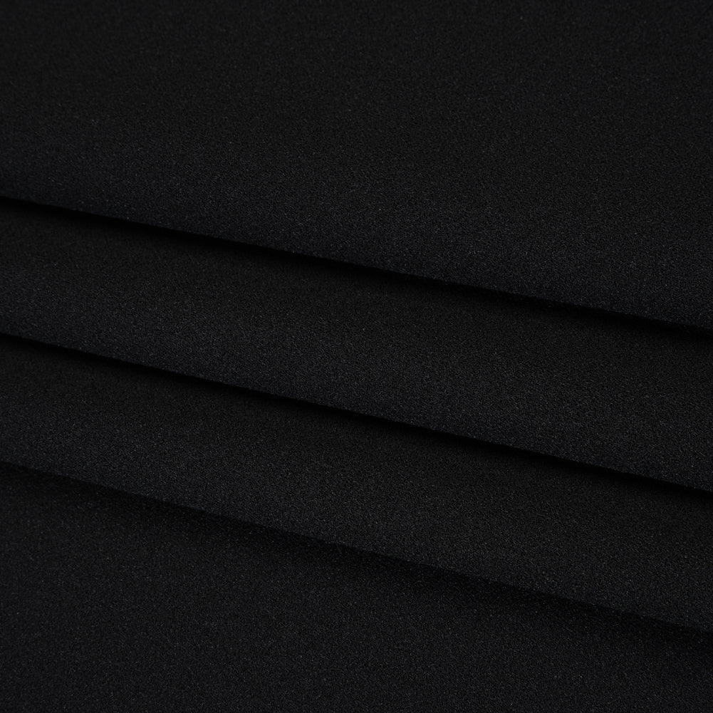 Stretch Polyester Crepe Double Knit - Black - Designer Deadstock Folded