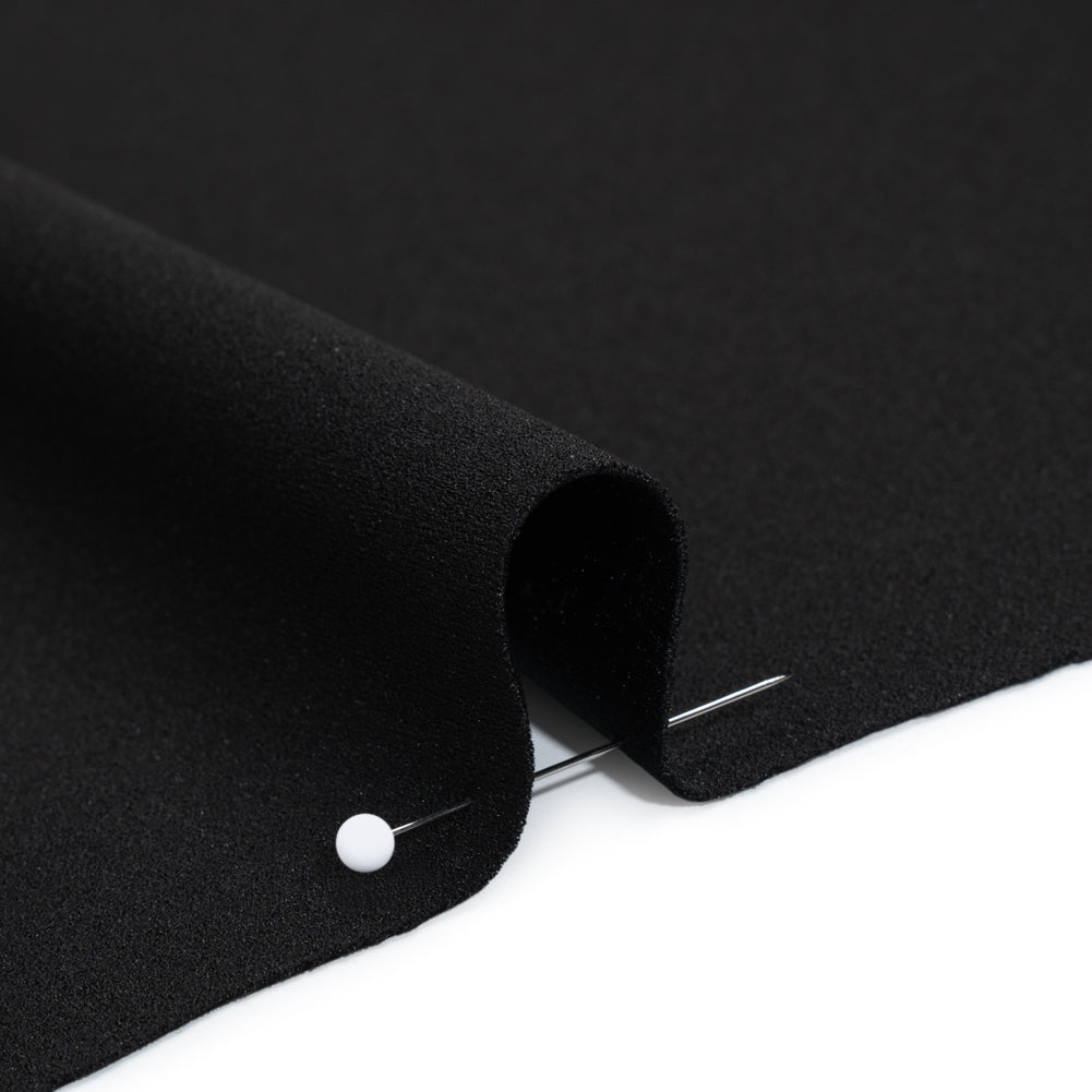 Stretch Polyester Crepe Double Knit - Black - Designer Deadstock Detail