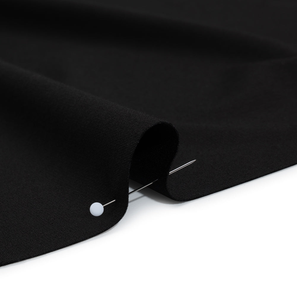 Lightweight Rayon Ponte Knit - Black - Designer Deadstock - Detail