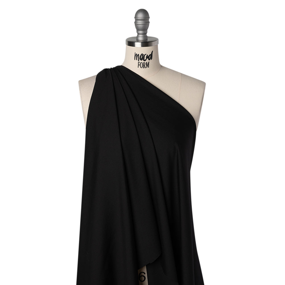 Lightweight Rayon Ponte Knit - Black - Designer Deadstock - Drape