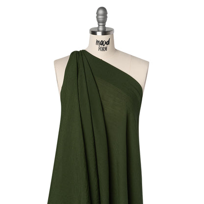 Textured Polyester and Rayon Gauzy Woven - Hunter Green - Designer Deadstock