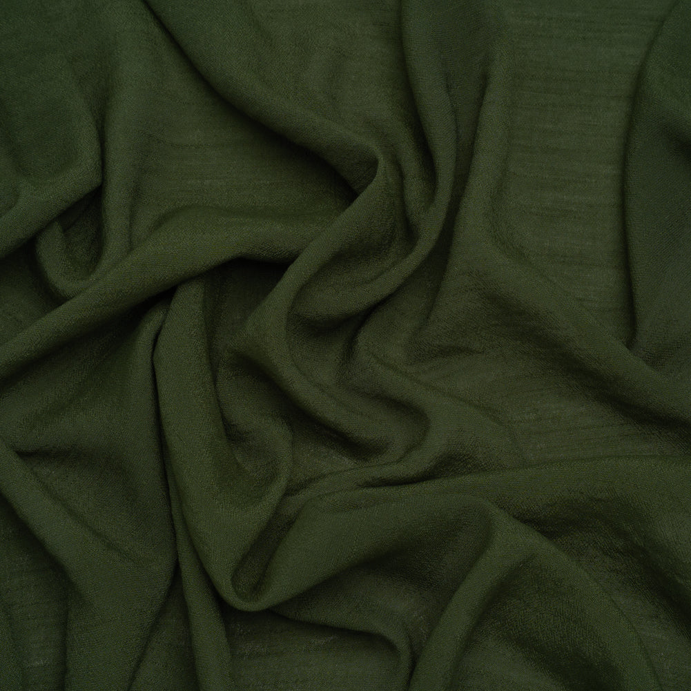 Textured Polyester and Rayon Gauzy Woven - Hunter Green - Designer Deadstock