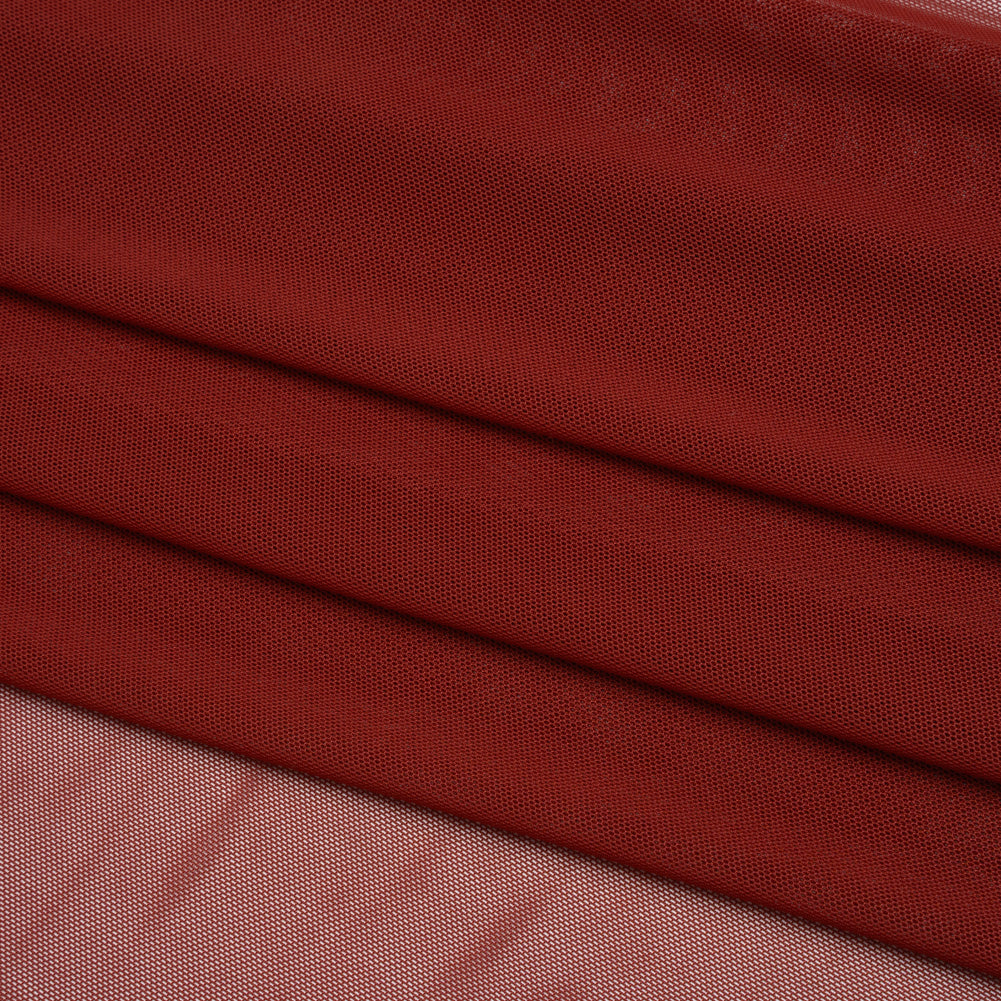 Polyester Stretch Mesh - Brick Red - Designer Deadstock - Folded