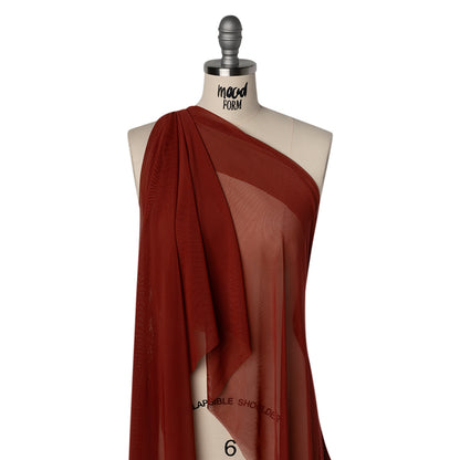 Polyester Stretch Mesh - Brick Red - Designer Deadstock