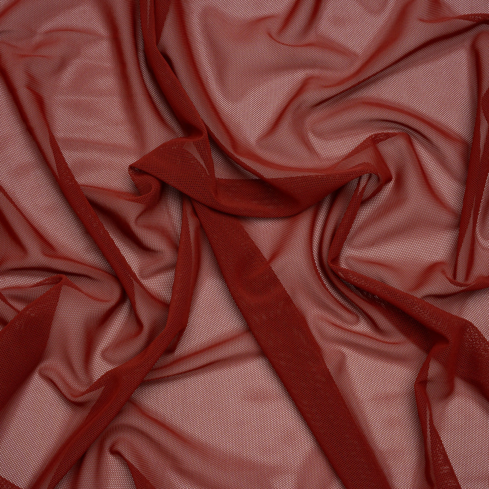 Polyester Stretch Mesh - Brick Red - Designer Deadstock