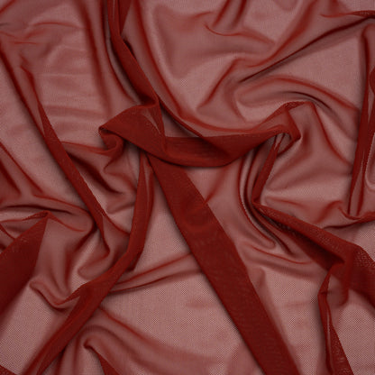 Polyester Stretch Mesh - Brick Red - Designer Deadstock