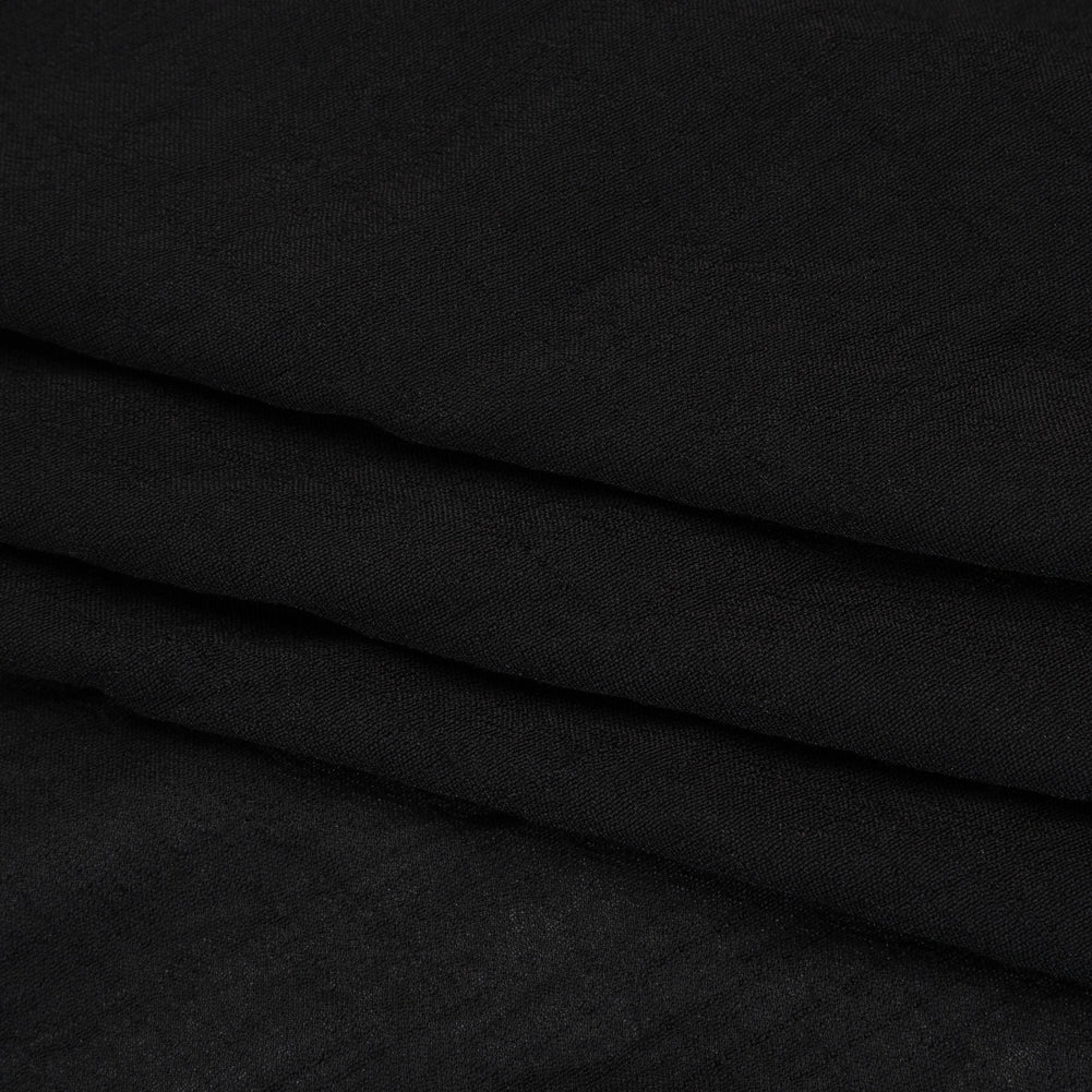 Textured Polyester and Rayon Gauzy Woven - Black - Designer Deadstock - Folded