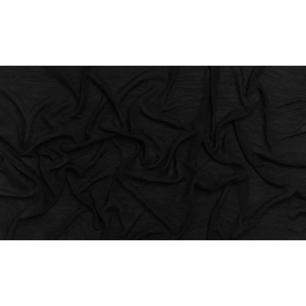 Textured Polyester and Rayon Gauzy Woven - Black - Designer Deadstock - Full