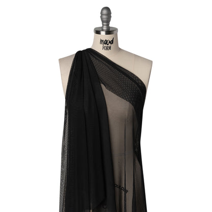 Stretch Polyester Mesh - Faded Black - Designer Deadstock
