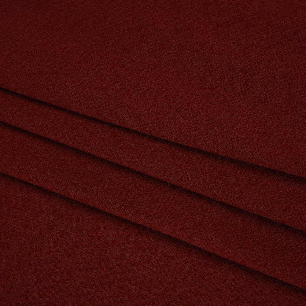 Stretch Polyester Crepe Knit - Wine Red - Designer Deadstock - Folded